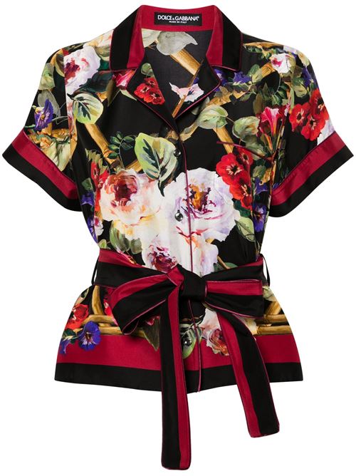 black/multicolour silk all-over floral print stripe Dolce & Gabbana | F5G67THI1RFHH4YA